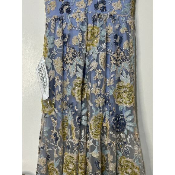 Dress The Population Samira Embellished Chiffon Gown Sky Multi Size Medium NWT - Picture 14 of 16